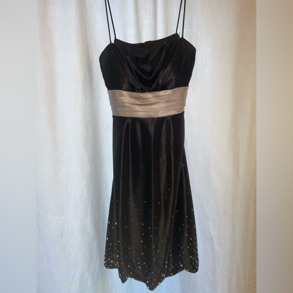 Formal sparkly black & silver bubble skirt dress with sequins:Juniors XS